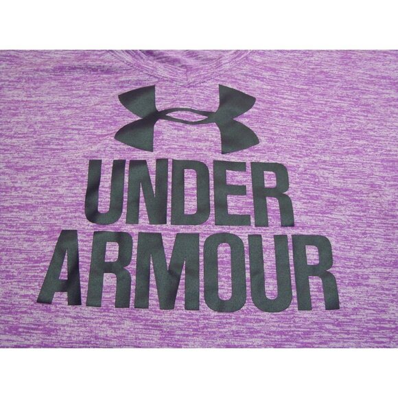 Under Armour Womens Anti-Odor Quick Dry Large Logo V Neck T-Shirt Purple Sz L - Picture 6 of 7